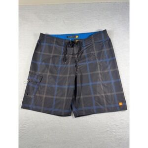 Quiksilver Board Shorts Mens 40 Grey Blue Excellent Plaid Waterman Collection
